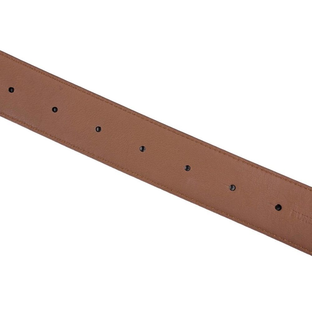 Burberry Gold-Tone TB Logo Buckle Reversible Black/Brown Leather Belt (SMALL) - Picture 9 of 12